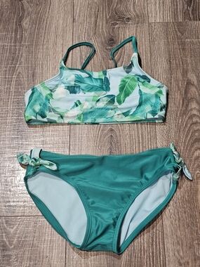 art class Bikini Size 10/12 Green Tropical Leaf